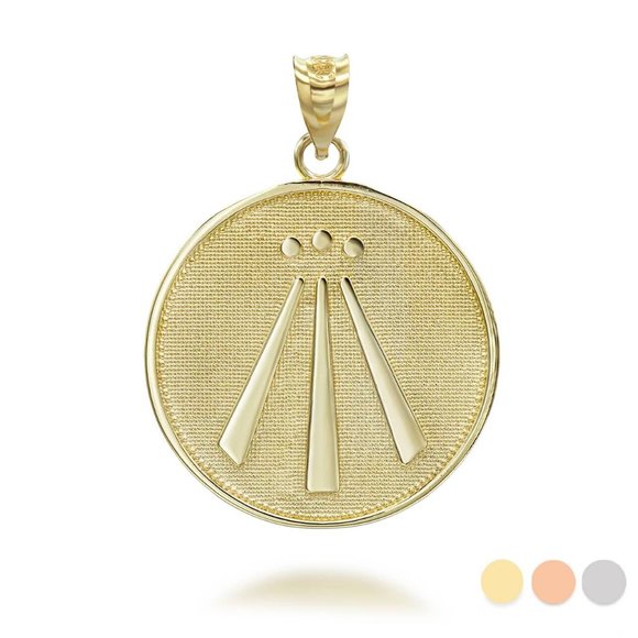 10K Solid Gold Awen Celtic Symbol Pendant Charm - Yellow, Rose, or White